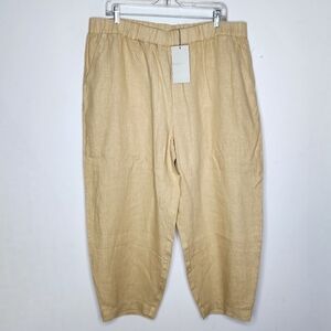 Poetry NWT Linen Cropped Pants Womens 16 Buttermilk Beige Tapered Beach Coastal